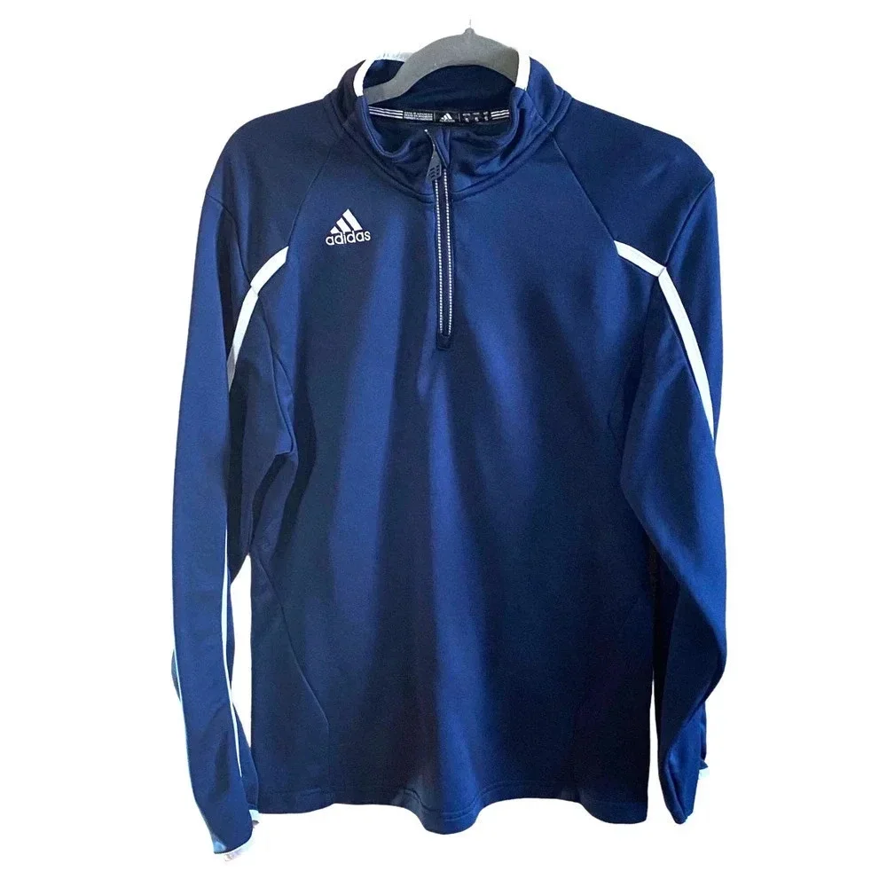 Adidas Climate Golf Pull Over Mens Long Sleeve Size Small Blue White Athletic